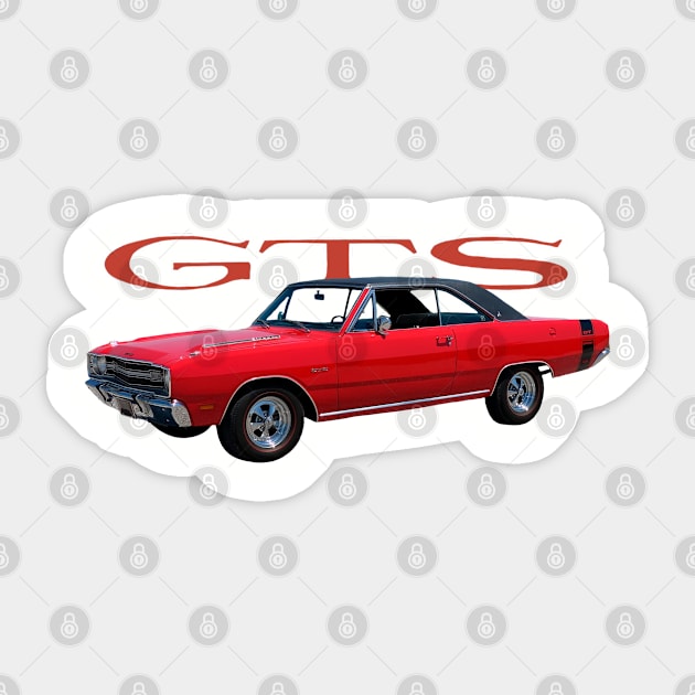 1969 Dart GTS on front and back Sticker by Permages LLC